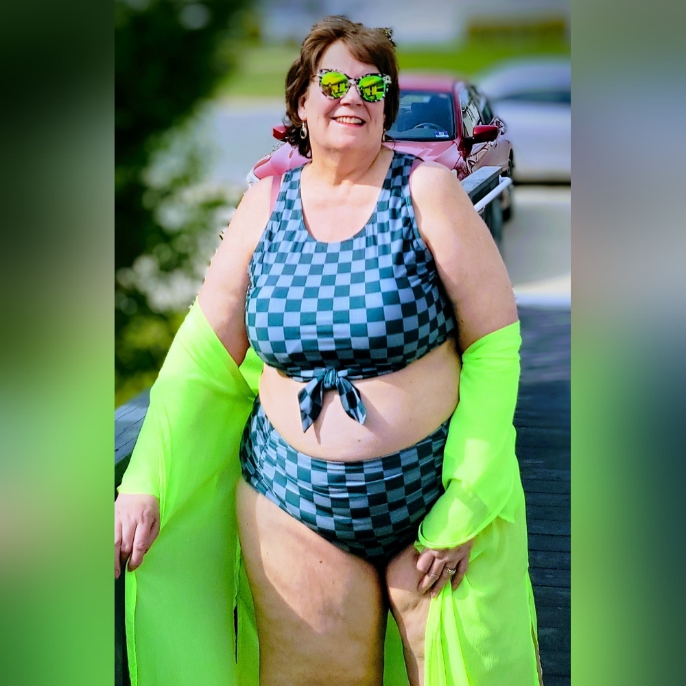 NEW NWT MeetCurve Plus Size Checkered Swim Set Sz 4XL